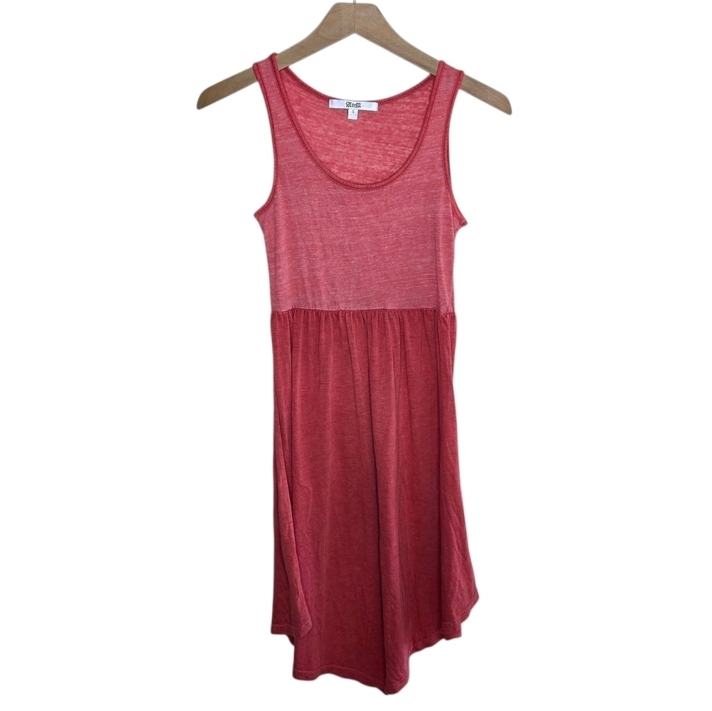 AnM | Lightweight Slub Knit Tank Dress in Heathered Red & Pink Size Small